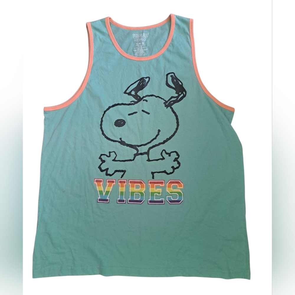 PEANUTS Snoopy VIBES hybrid Tank Top Tee Y2K coastal Beachy casual mens XL 46-48
